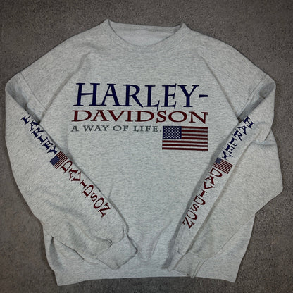Harley Davidson Way of Life American Flag Sweatshirt Crewneck 90's - XL
