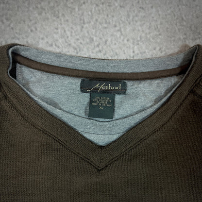 Thermal Pullover V Neck Double Collar Surf Skate Style 90's - XL