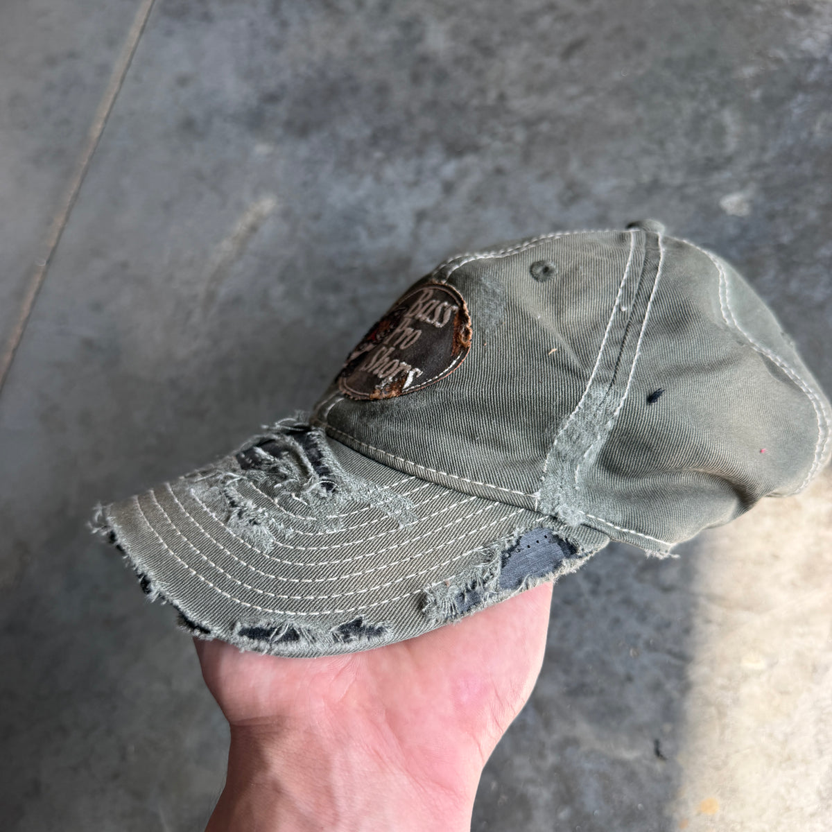 Bass Pro Shops Embroidered Thrashed Strapback Hat 00's - OSFA