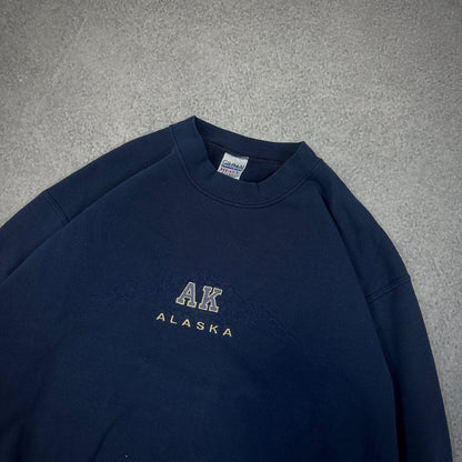 Alaska Embroidered Earth Tone Neutral Crewneck Sweatshirt 00's - M
