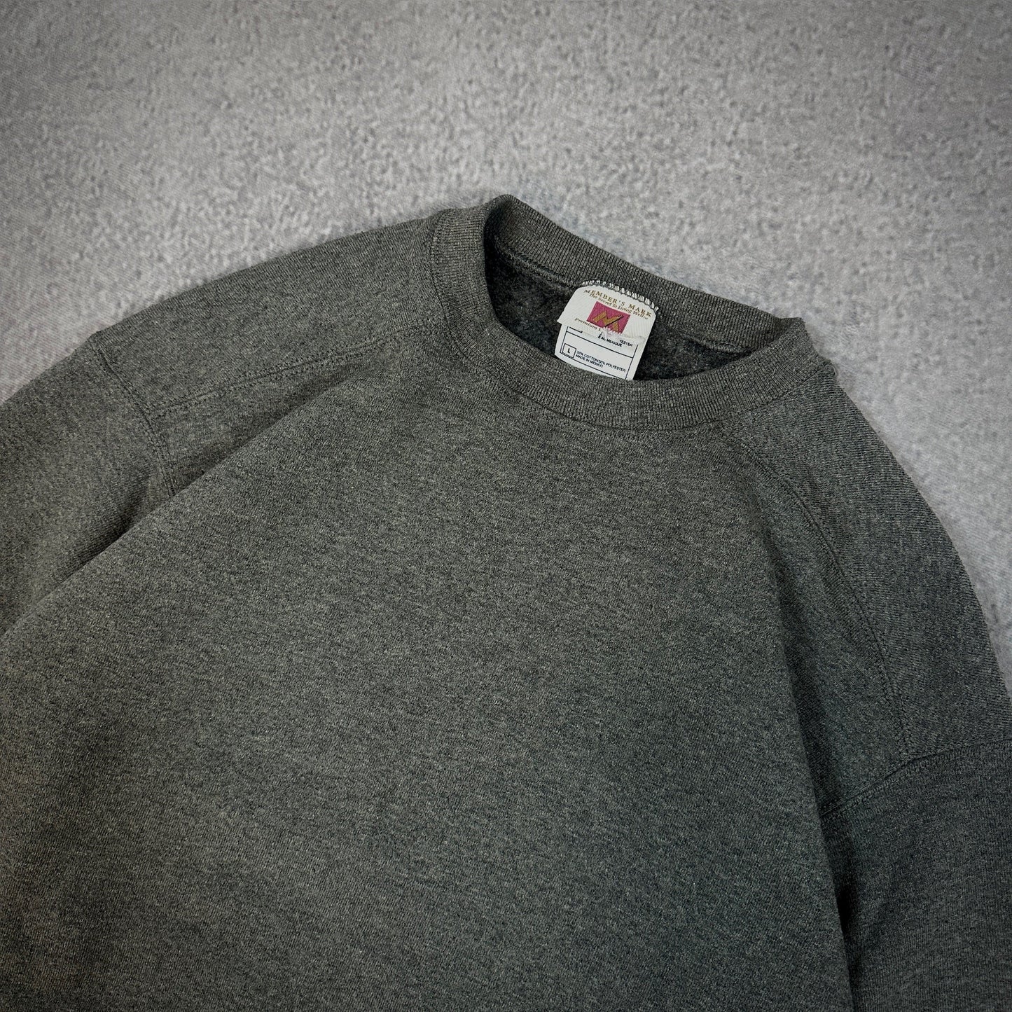 Members Mark Faded Heavyweight Blank Sweatshirt Crewneck 90's - L