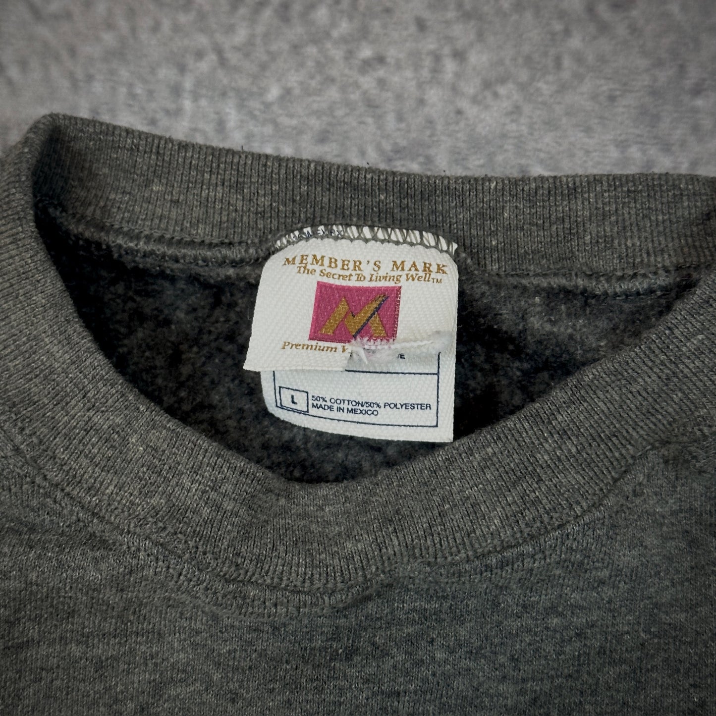 Members Mark Faded Heavyweight Blank Sweatshirt Crewneck 90's - L