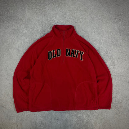 Old Navy Spellout Fleece 1/4 Zip Sweater Sweatshirt 00's - L