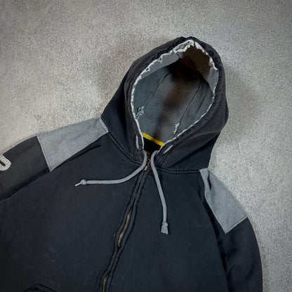 Caterpillar CAT Hooded Full Zip Jacket Distressed Workwear 00's - L