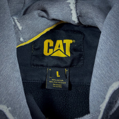 Caterpillar CAT Hooded Full Zip Jacket Distressed Workwear 00's - L