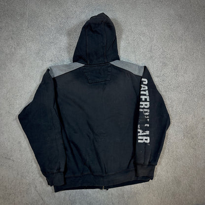 Caterpillar CAT Hooded Full Zip Jacket Distressed Workwear 00's - L