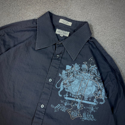 Eighty Eight Y2K Affliction Style Skater Button Up Shirt 00's - 2XL