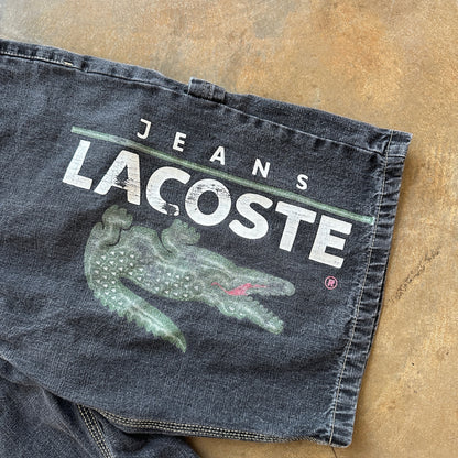 Vintage Lacoste Big Gator Graphic Skater Grunge y2k Baggy Jean Shorts Black 00's - 34