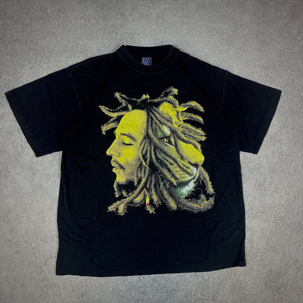 Bob Marley Rasta Lion Reggae Rap Tee Music Oversized Shirt 00's - XL