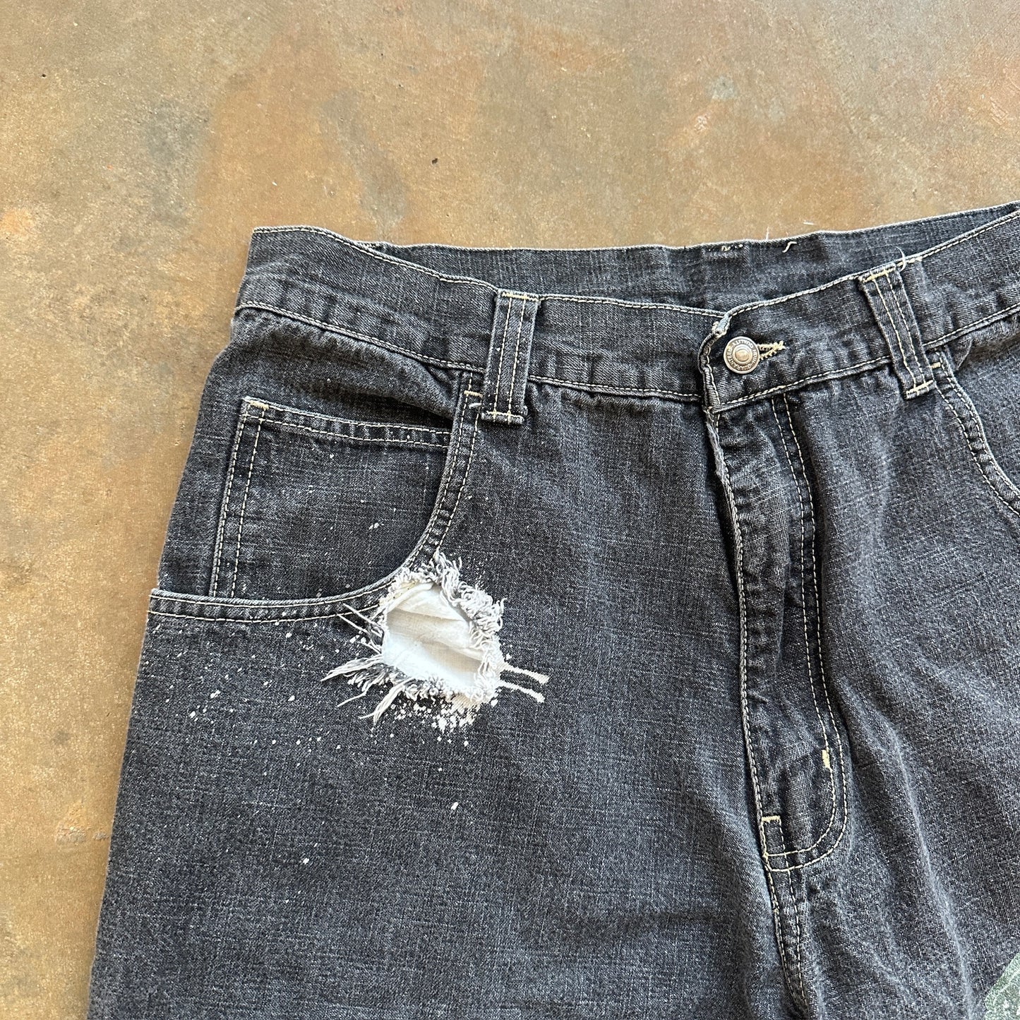 Vintage Lacoste Big Gator Graphic Skater Grunge y2k Baggy Jean Shorts Black 00's - 34