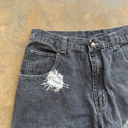 Vintage Lacoste Big Gator Graphic Skater Grunge y2k Baggy Jean Shorts Black 00's - 34