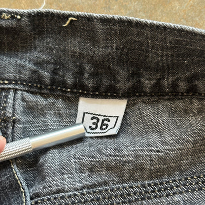 Vintage Lacoste Big Gator Graphic Skater Grunge y2k Baggy Jean Shorts Black 00's - 34