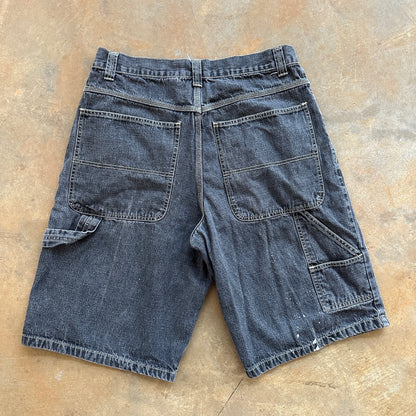 Vintage Lacoste Big Gator Graphic Skater Grunge y2k Baggy Jean Shorts Black 00's - 34