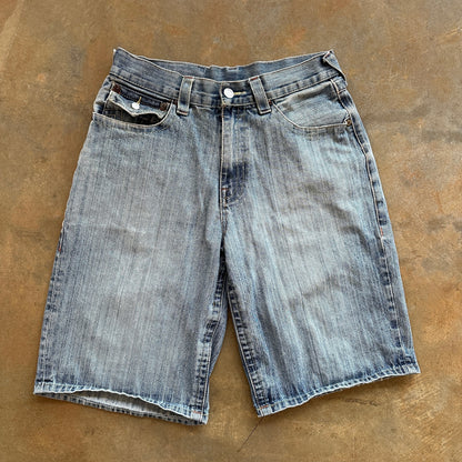 True Religion RARE Rainbow Billy Embroidered Buddha Tapestry Jean Shorts Baggy Skater 90's - 34