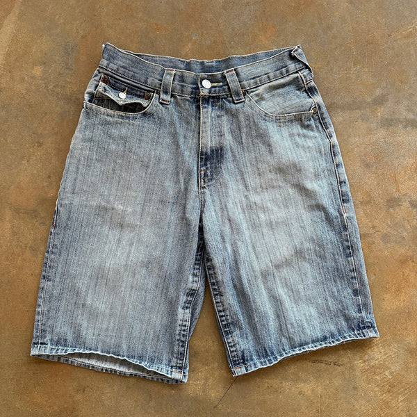 True Religion RARE Rainbow Billy Embroidered Buddha Tapestry Jean Shorts Baggy Skater 90's - 34