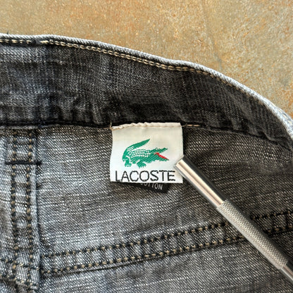 Lacoste Baggy Jean Shorts Black Embroidered Skater Dark Wash 90's - 36