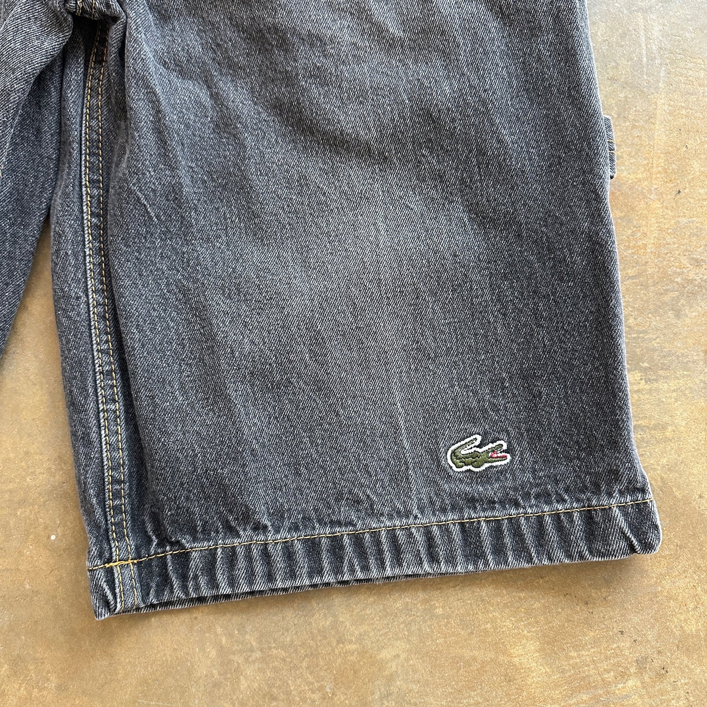 Lacoste Baggy Dark Denim Skater Grunge Carpenter Jean Shorts Hip Hop 90's - 33
