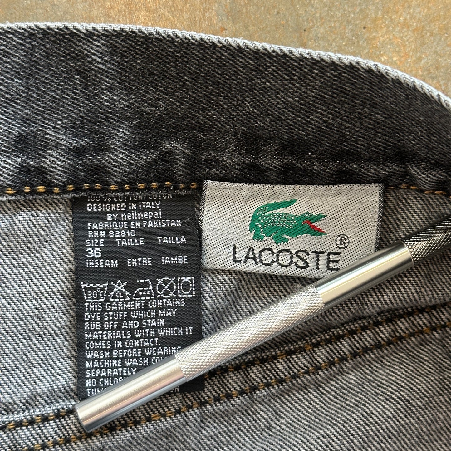 Lacoste Baggy Dark Denim Skater Grunge Carpenter Jean Shorts Hip Hop 90's - 33