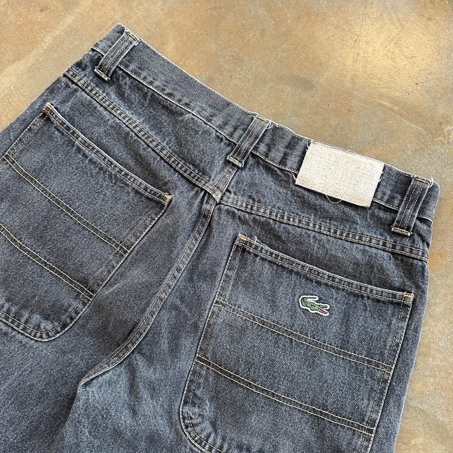 Lacoste Baggy Dark Denim Skater Grunge Carpenter Jean Shorts Hip Hop 90's - 33