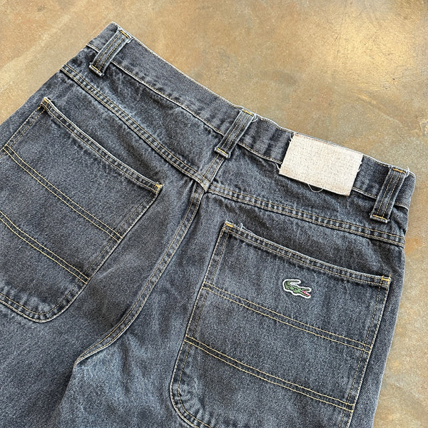 Lacoste Baggy Dark Denim Skater Grunge Carpenter Jean Shorts Hip Hop 90's - 33 hover