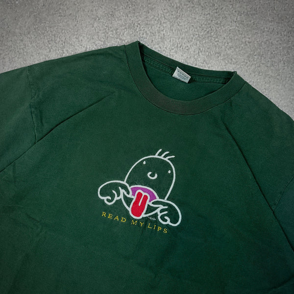 Read My Lips Funny Humor Embroidered Shirt Single Stitch 90's - L hover