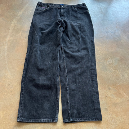 Tommy Hilfiger Baggy Jeans Spellout Embroidered Dark Wash Black Skater 00's - 40