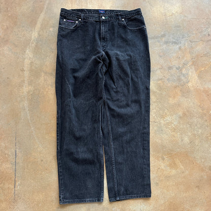 Tommy Hilfiger Baggy Jeans Spellout Embroidered Dark Wash Black Skater 00's - 40