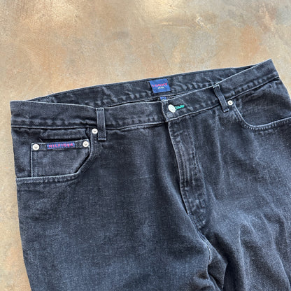 Tommy Hilfiger Baggy Jeans Spellout Embroidered Dark Wash Black Skater 00's - 40