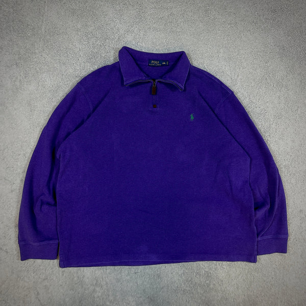 Polo Ralph Lauren 1/4 Zip Purple Sweater 00's - 2XL