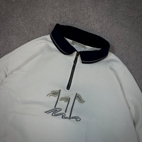 Golf Contrast Collar 1/4 Zip Sweater Sweatshirt 90's - L hover