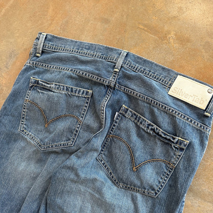 Levis Silvertab Loose Fit Wide Leg Baggy Skater y2k Blue Jeans 00's - 36