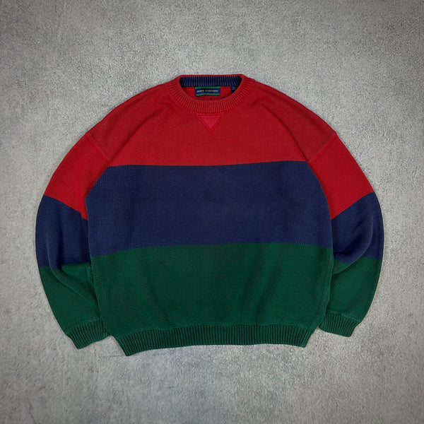 John Ashford Colorblock Heavyweight Knit Sweater 90's - XL
