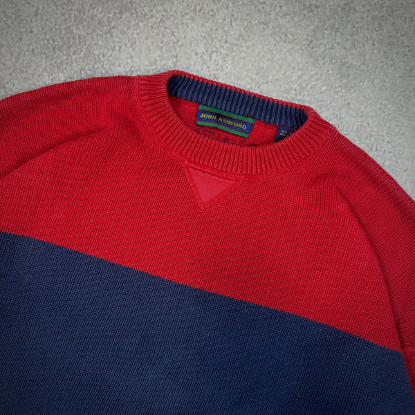 John Ashford Colorblock Heavyweight Knit Sweater 90's - XL hover
