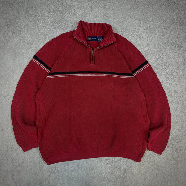 Faded Glory Heavyweight Knit Red 1/4 Zip Sweater 00's - XL