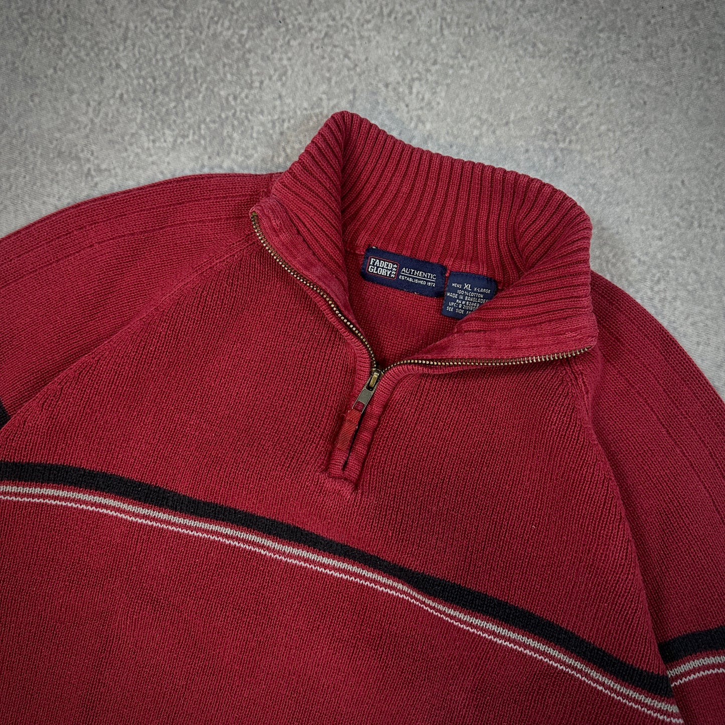 Faded Glory Heavyweight Knit Red 1/4 Zip Sweater 00's - XL
