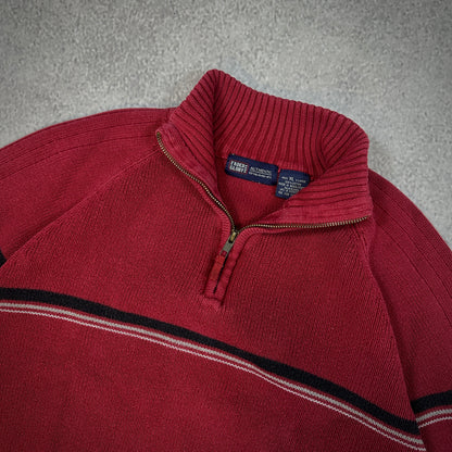 Faded Glory Heavyweight Knit Red 1/4 Zip Sweater 00's - XL