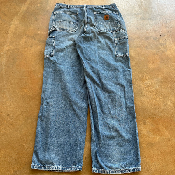 Carhartt Carpenter Light Wash Jeans Work Wear Baggy Utility B13-DST 00's - 34 hover