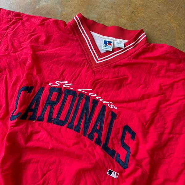 St. Louis Cardinals Script Spellout Logo Pullover Windbreaker Jacket 90's - L hover
