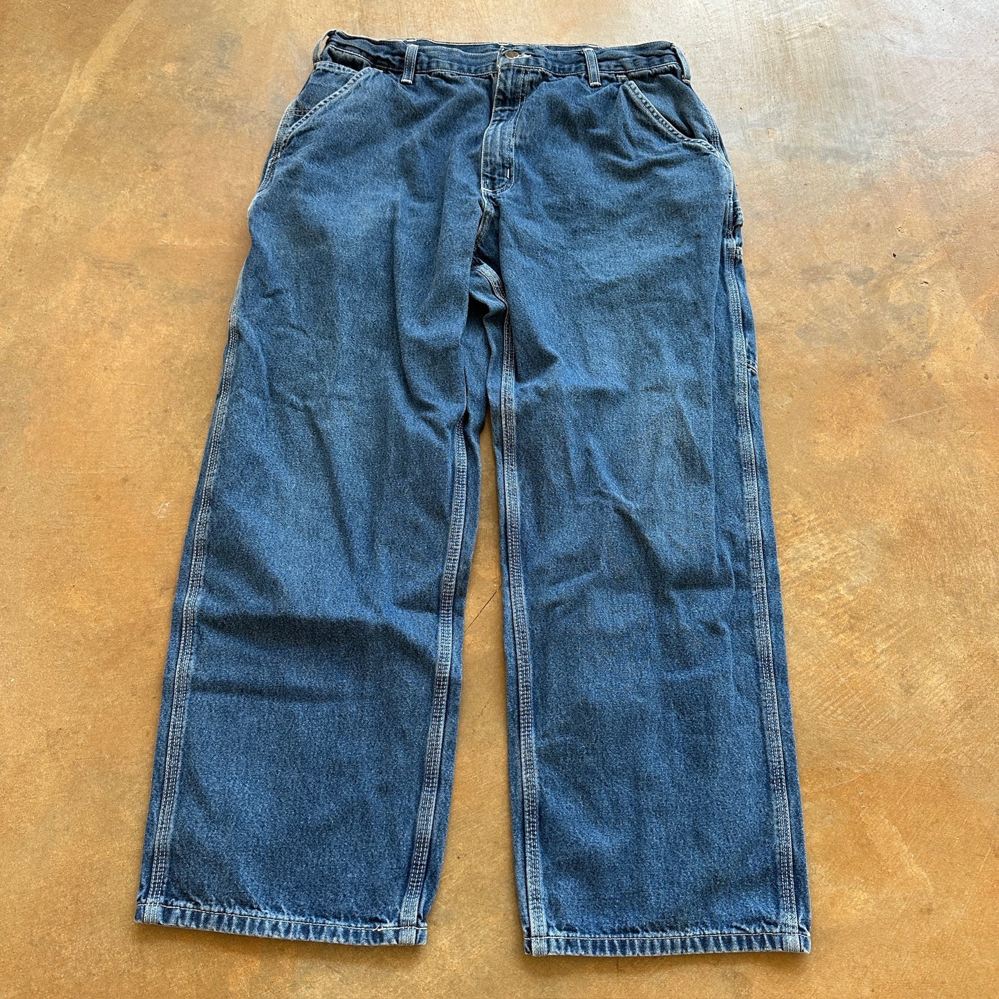 Carhartt Dark Wash Carpenter Baggy Wide Leg Jeans B13 DST 00's - 34