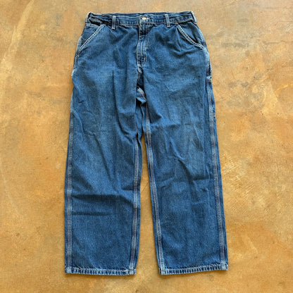 Carhartt Dark Wash Carpenter Baggy Wide Leg Jeans B13 DST 00's - 34