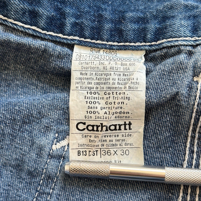 Carhartt Dark Wash Carpenter Baggy Wide Leg Jeans B13 DST 00's - 34