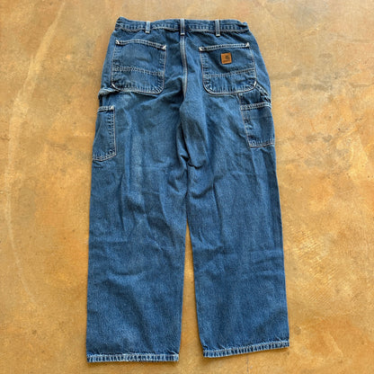 Carhartt Dark Wash Carpenter Baggy Wide Leg Jeans B13 DST 00's - 34