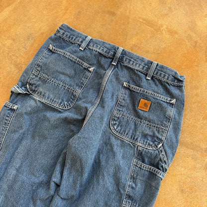 Carhartt Dark Wash Carpenter Baggy Wide Leg Jeans B13 DST 00's - 34