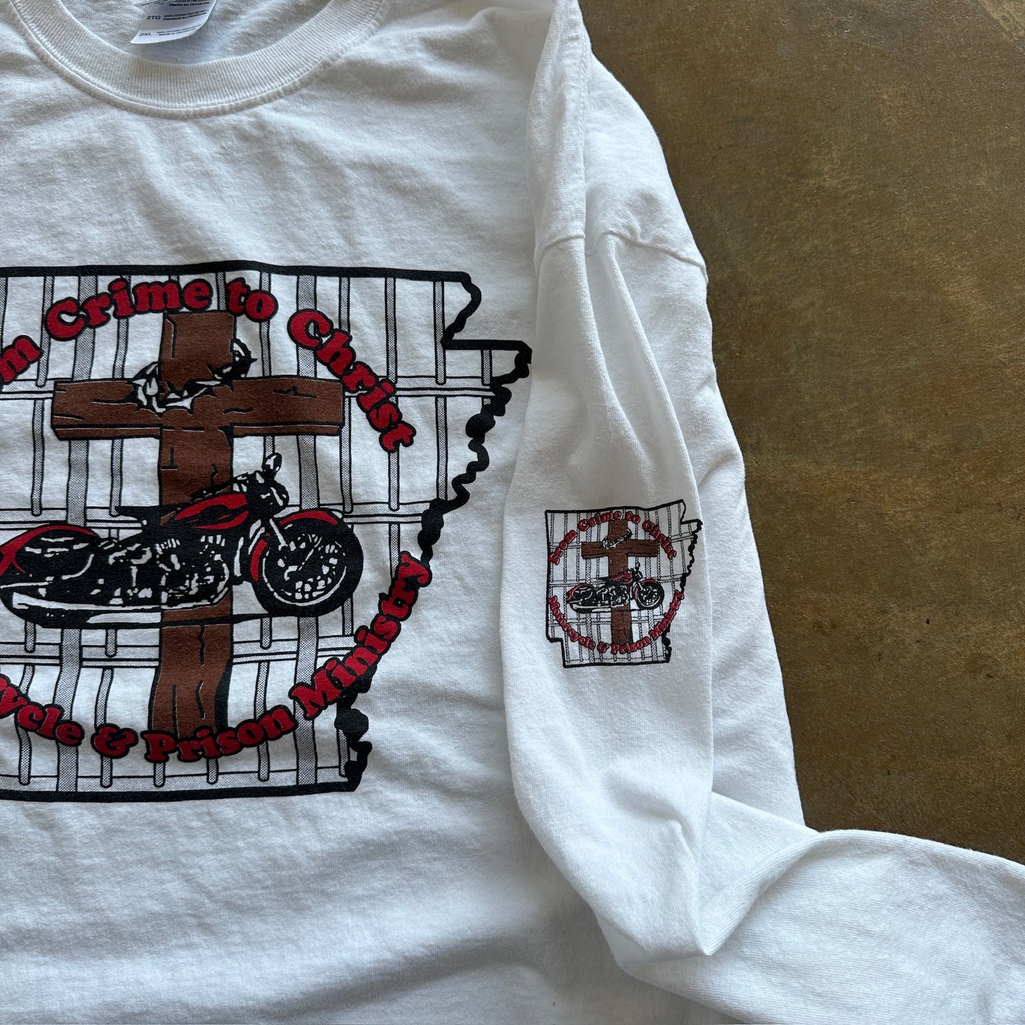 Crime to Christ Motorcycle Prison Ministry Graphic Long Sleeve Shirt 00's - 2XL