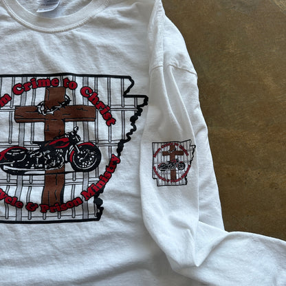 Crime to Christ Motorcycle Prison Ministry Graphic Long Sleeve Shirt 00's - 2XL
