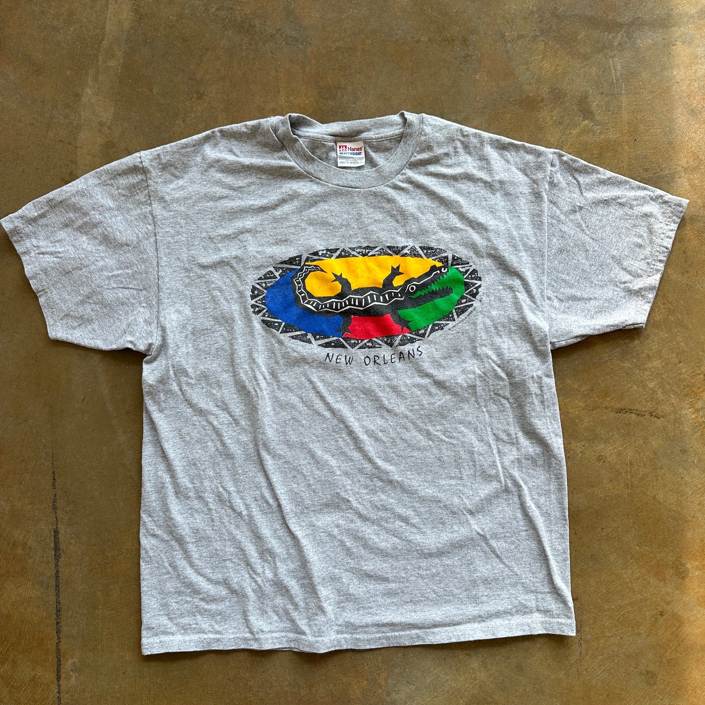 New Orleans Alligator Mardi Gras Graphic Shirt 90's - XL