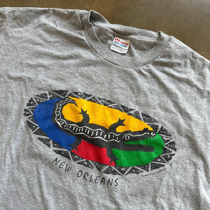 New Orleans Alligator Mardi Gras Graphic Shirt 90's - XL