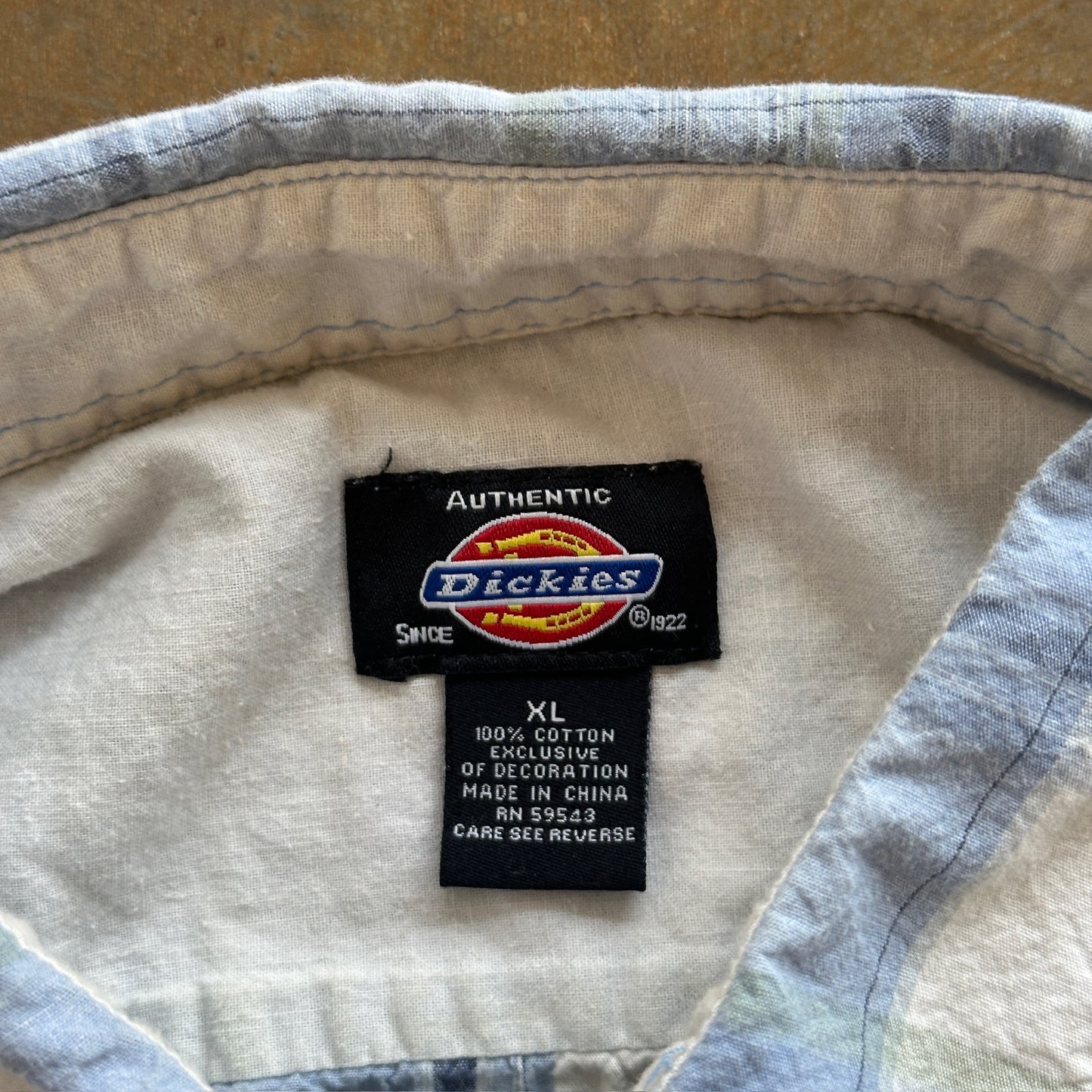 Dickies Plaid Light Blue Button Up Shirt Garage Work Preppy 00's - XL