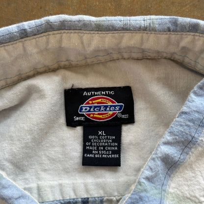 Dickies Plaid Light Blue Button Up Shirt Garage Work Preppy 00's - XL