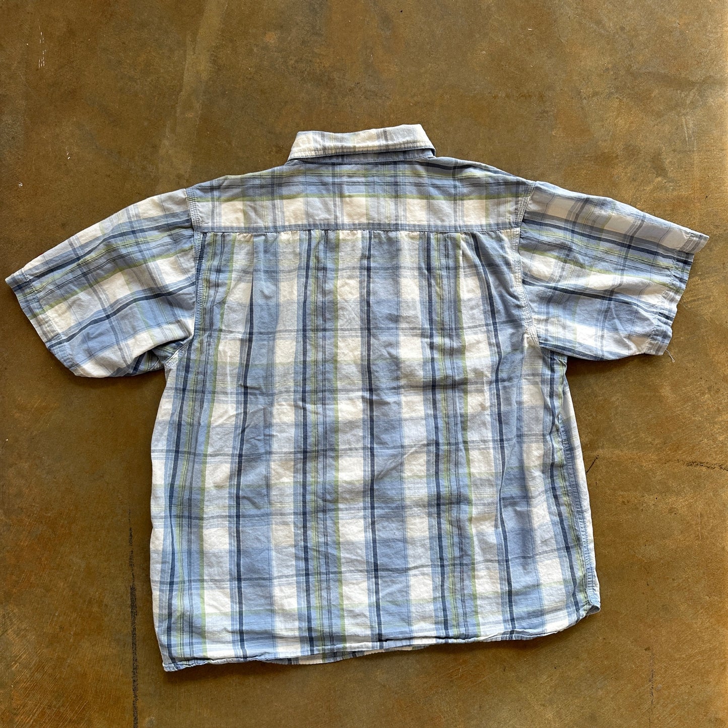 Dickies Plaid Light Blue Button Up Shirt Garage Work Preppy 00's - XL